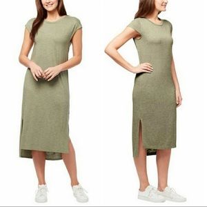 Jessica Simpson Green Slub Cap Sleeve Midi Dress S